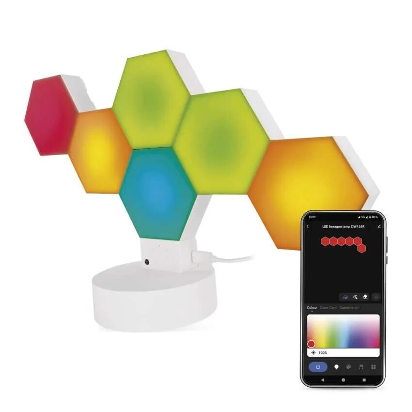 EMOS GoSmart RGBIC Biela LED stolná lampička Hexagon 5,5W s WiFi ZIW426R