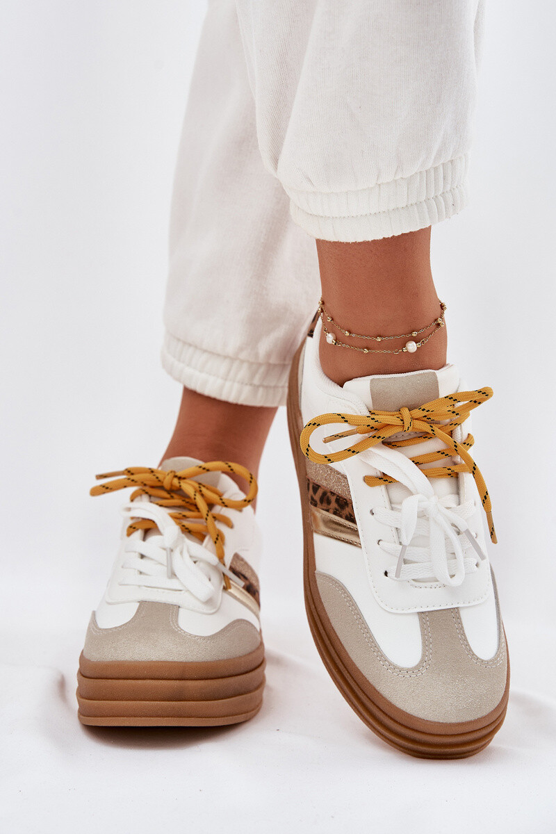 Boto Dámske Tenisky Na Platforme S Dvojitým Šnurovaním Leopardie Bílé Niteria