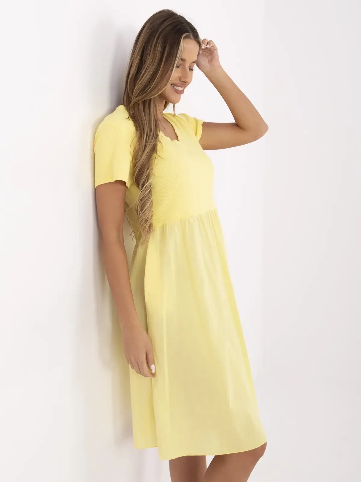Dress-DHJ-SK-25370.85-Light Yellow