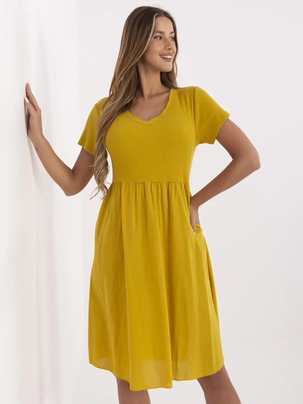 Dress-DHJ-SK-25370.85-dark yellow