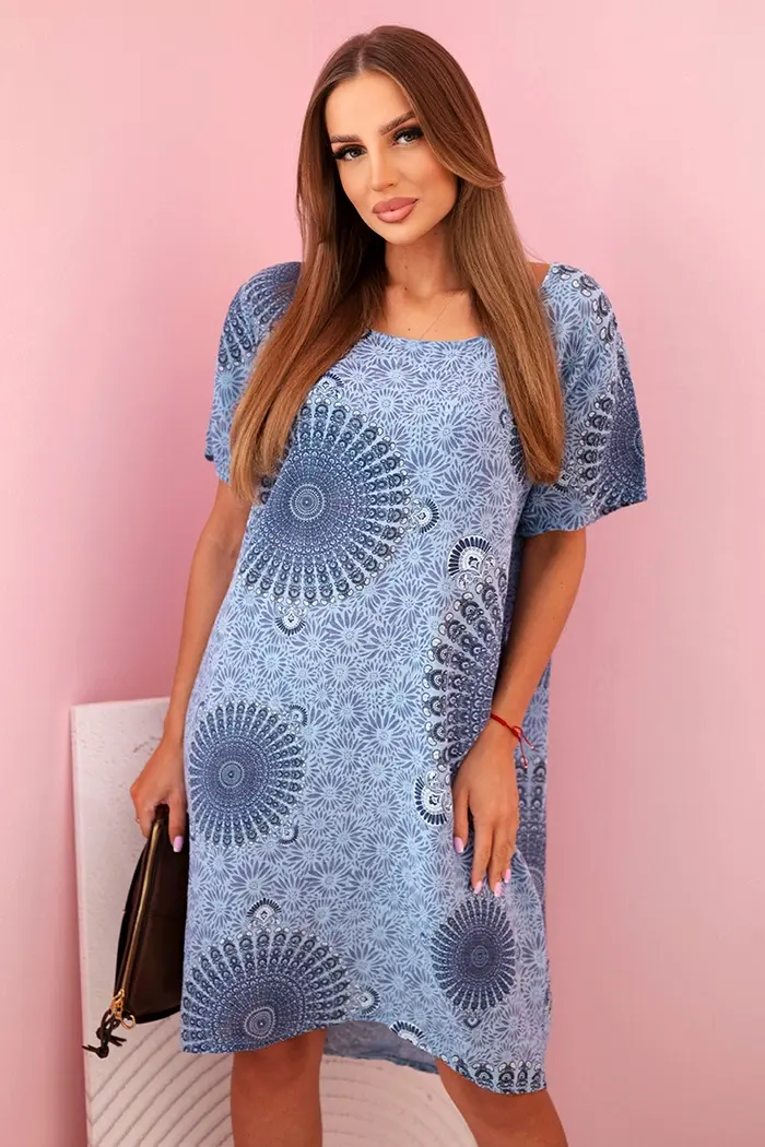 Kesi Włoski Dámske bavlnené šaty s orientálnym vzoromenim denim