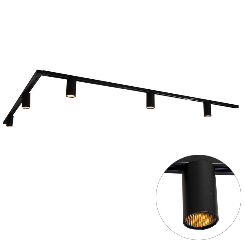 Moderný koľajnicový systém s 5 čiernymi bodovými svetlami 1-fázový GU10 50 mm - Iconic Ruby