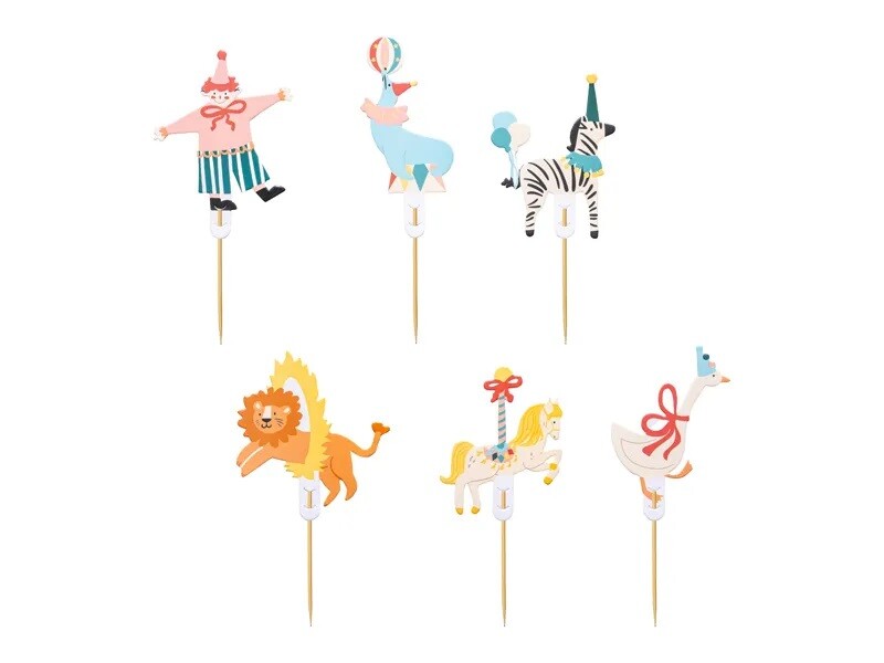 PartyDeco Ozdoby na cupcake - Cirkus