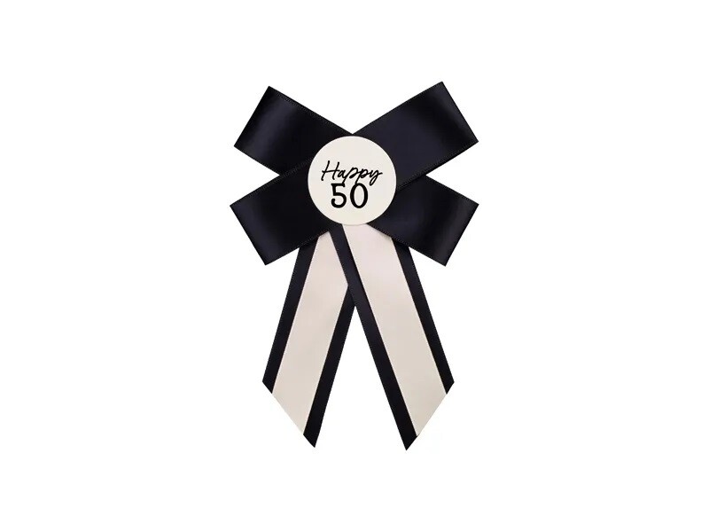 PartyDeco Kokarda k 50. narodeninám - Krémovo-čierna