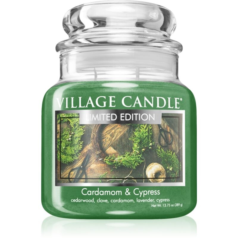 Village Candle Cardamom & Cypress vonná sviečka (Glass Lid) 389 g