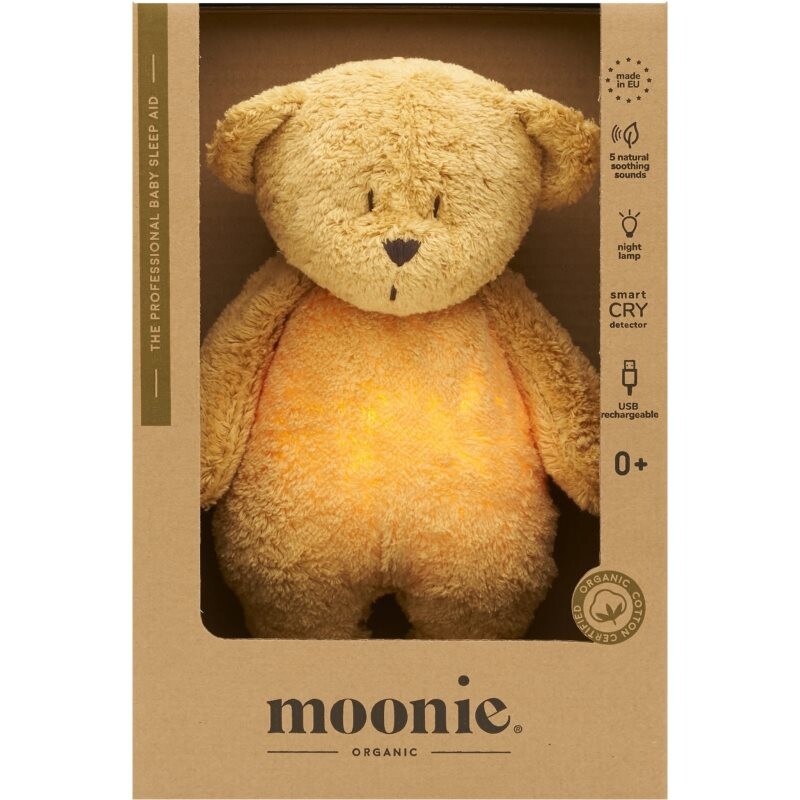 Moonie Bear 2.0 Organic Honey uspávačik s melódiou 1 ks