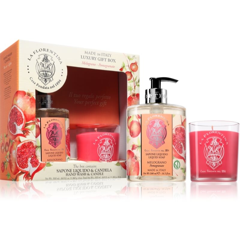 La Florentina Pomegranate Hand Wash and Candle darčeková sada