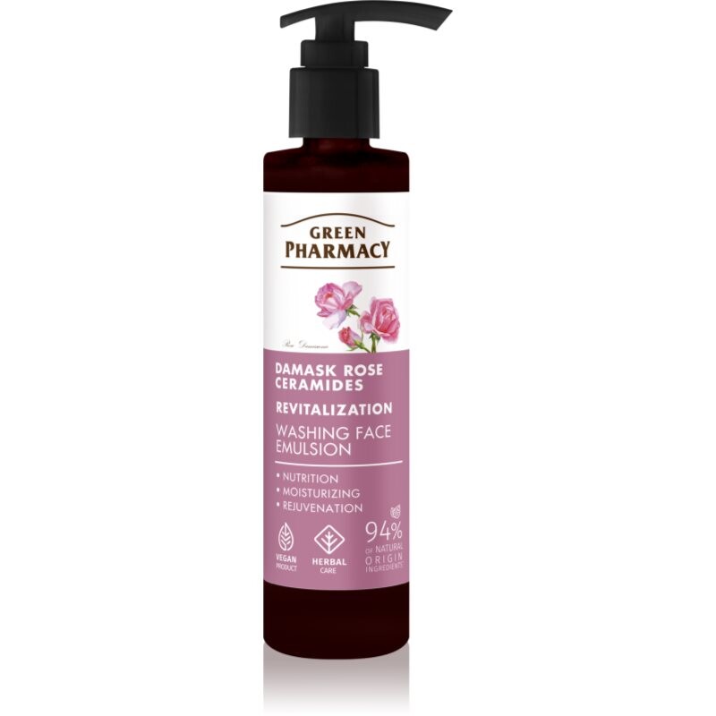 Green Pharmacy Damask Rose & Ceramides Face Emulsion čistiaca emulzia na tvár 150 ml