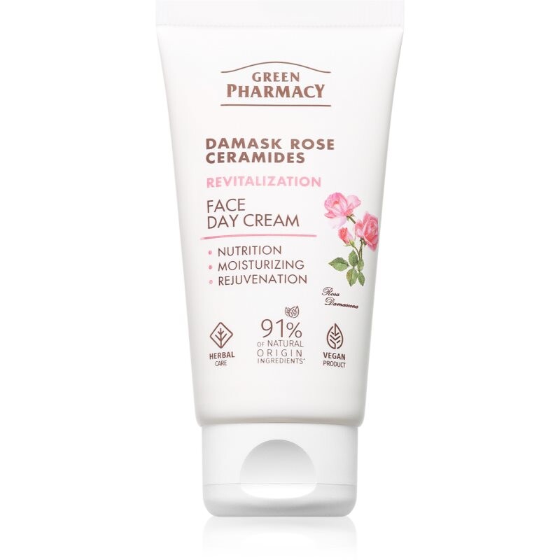 Green Pharmacy Damask Rose & Ceramides Face Cream denný krém na tvár s intenzívnou výživou 50 ml