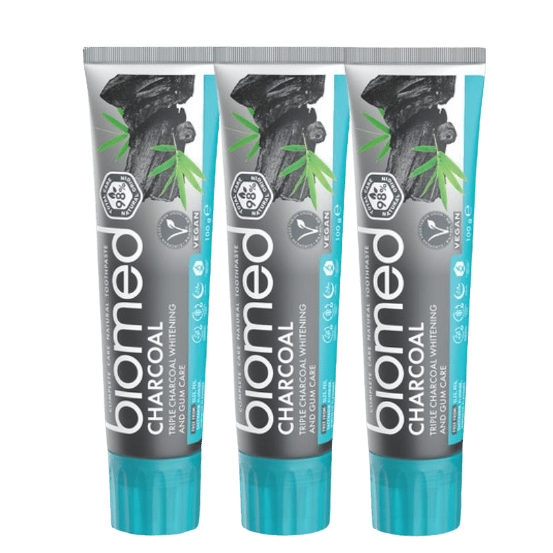 BIOMED Charcoal zubná pasta 3 x 100 g