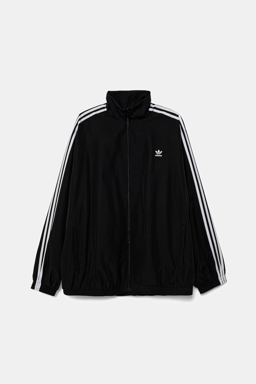 Mikina adidas Originals OVERSIZED TT dámska, čierna farba, s nášivkou, JD3392