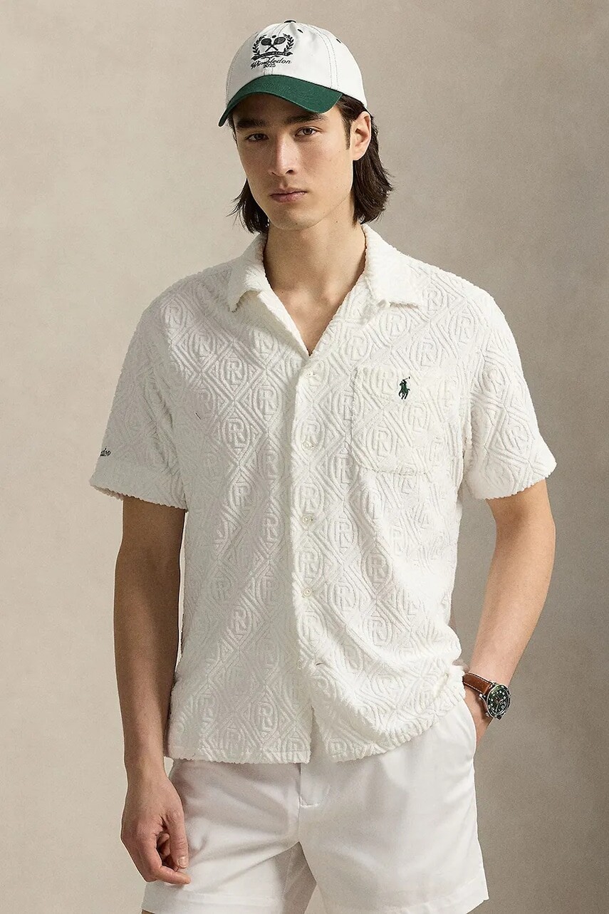 Polo tričko Polo Ralph Lauren pánske, biela farba, jednofarebné, 710981134
