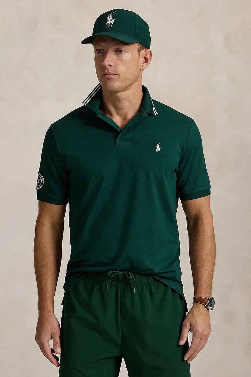 Polo tričko Polo Ralph Lauren pánske, zelená farba, jednofarebné, 710970483