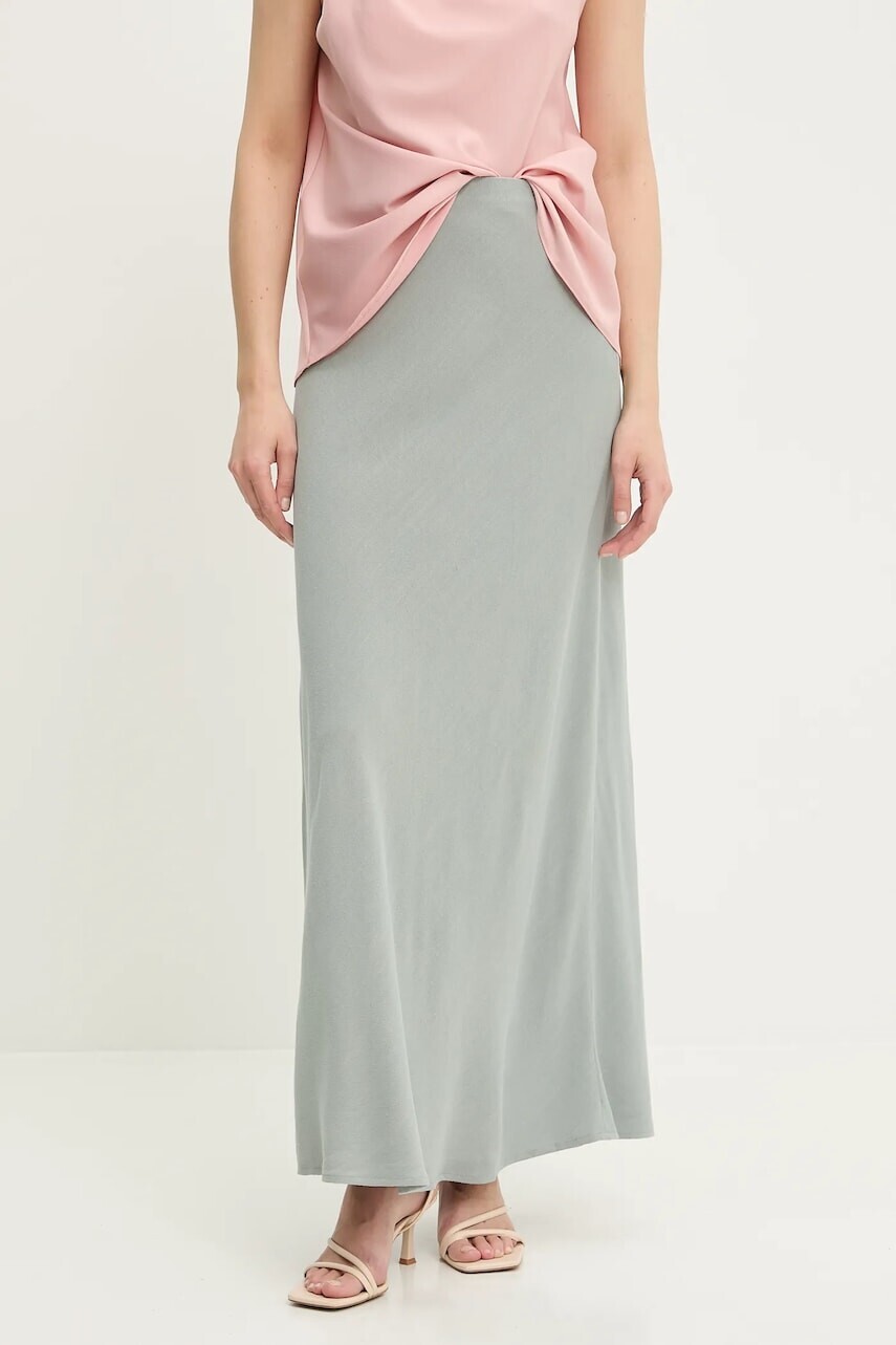 Ľanová sukňa Answear Lab tyrkysová farba, maxi, rovný strih