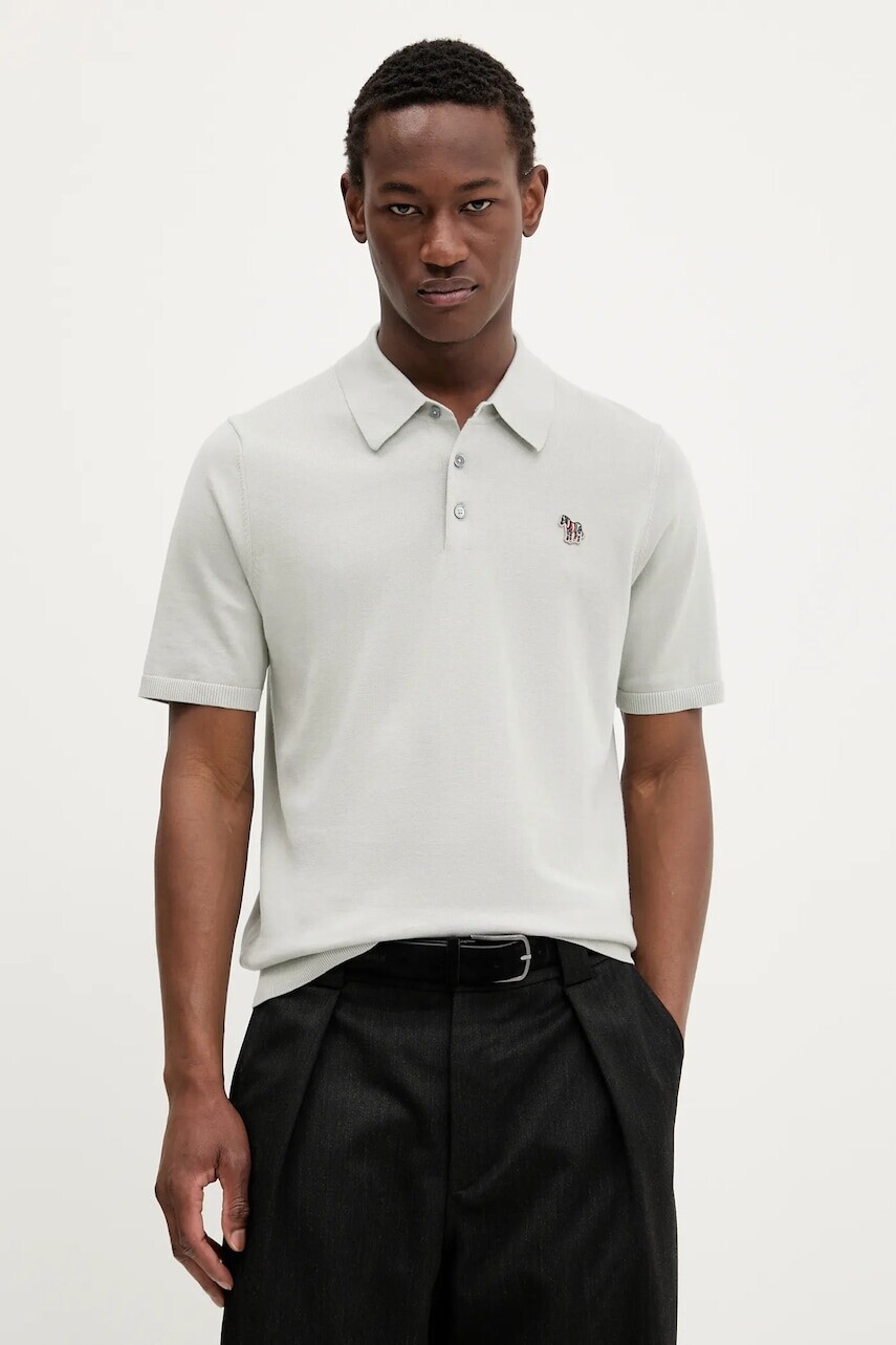 Bavlnené polo tričko PS Paul Smith šedá farba, jednofarebné, M2R-485ZZ-T21858