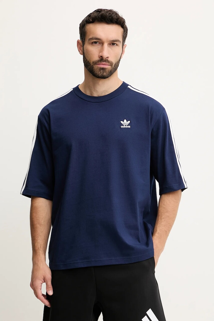 Bavlnené tričko adidas Originals Adicolor pánske, tmavomodrá farba, s nášivkou, JP1059