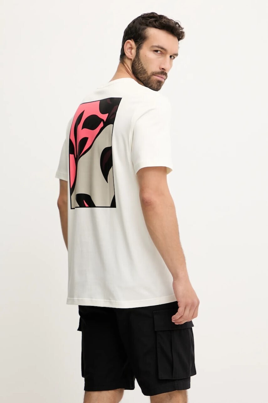 Bavlnené tričko adidas x Mercedes pánske, béžová farba, s potlačou, JX4285