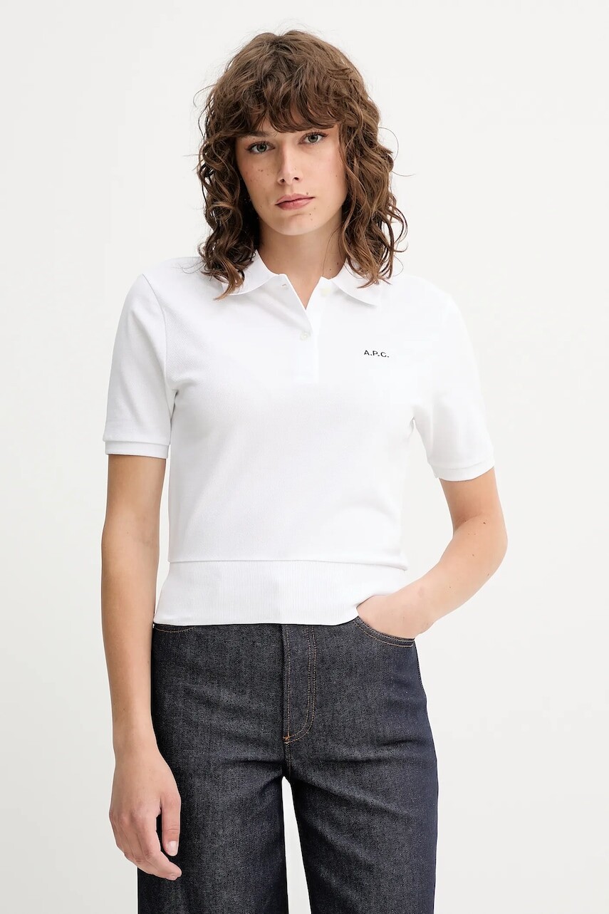 Bavlnené polo tričko A.P.C. polo oceane - GOTS biela farba, COGWZ.F26522