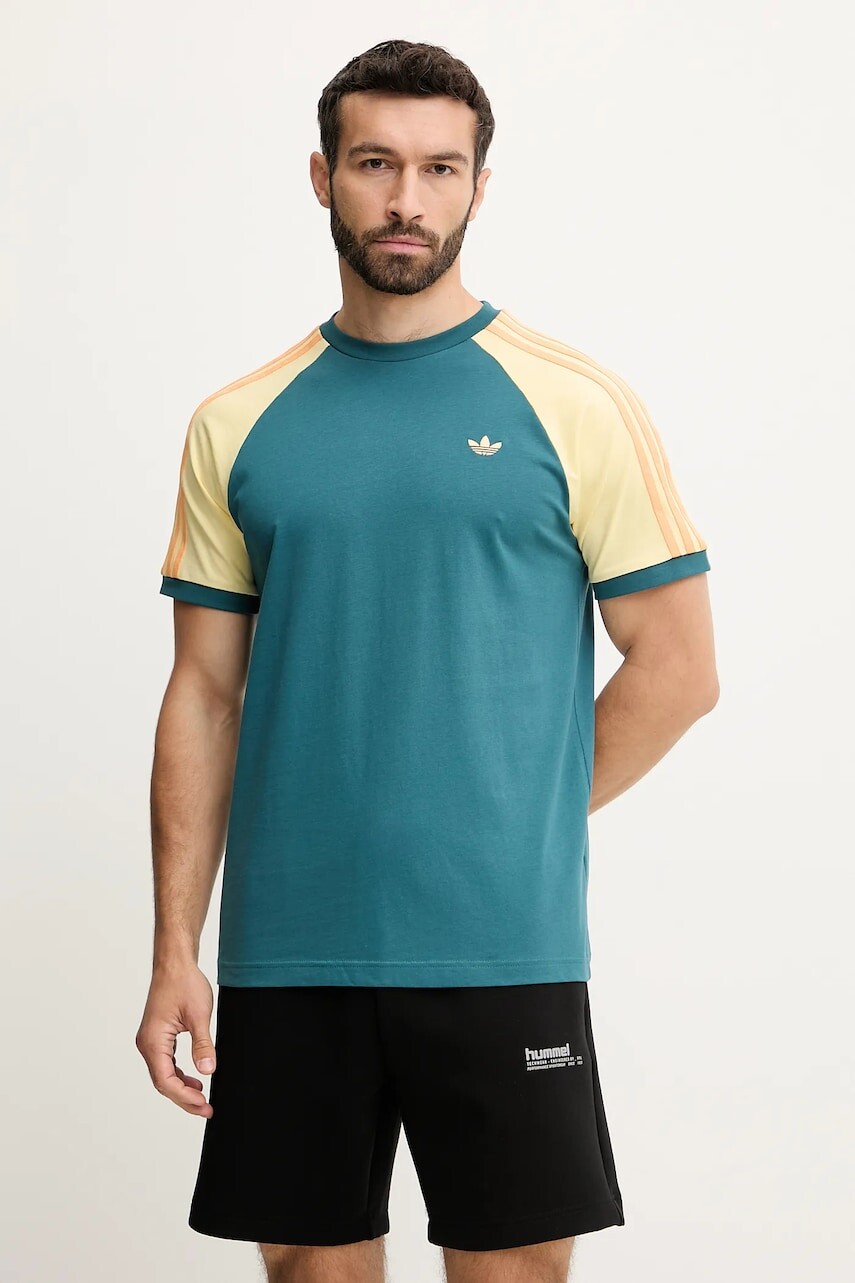 Bavlnené tričko adidas Originals Cali Tee pánske, tyrkysová farba, vzorované, KC4961