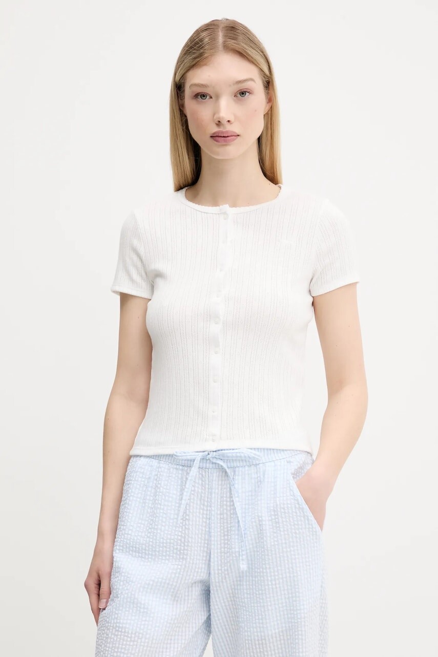 Tričko Hollister Co. dámske, biela farba, KI339-5187