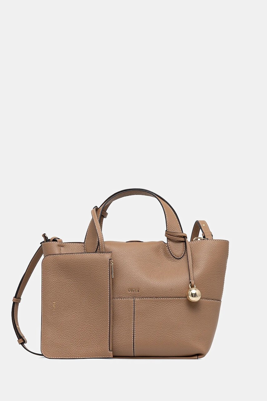 Kožená kabelka Furla béžová farba, WB01707.HSF000.YU500