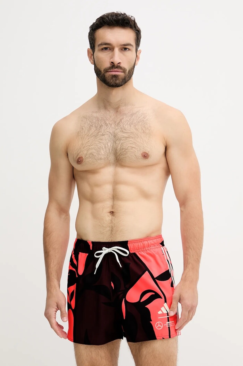 Plavkové šortky adidas x Mercedes červená farba, JX9050