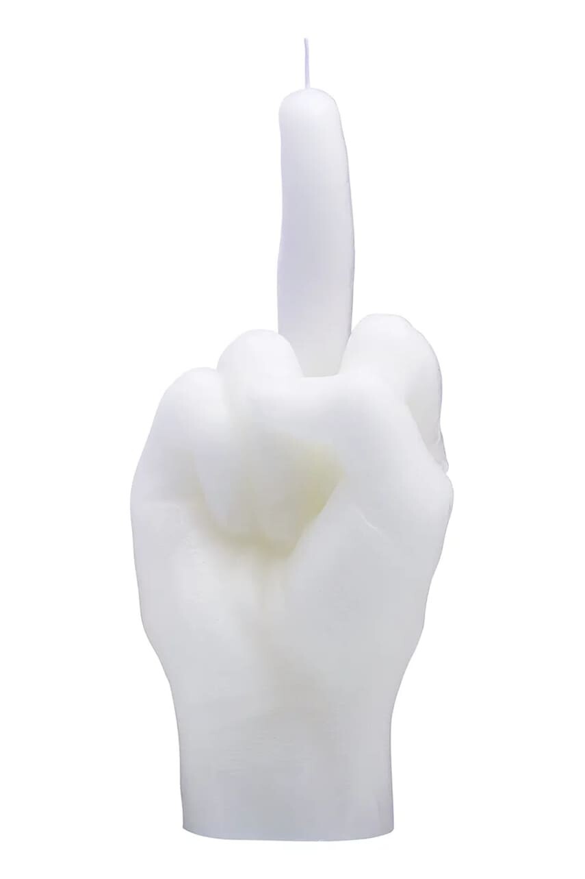 Ozdobná sviečka CandleHand F*ck you 380 g biela farba
