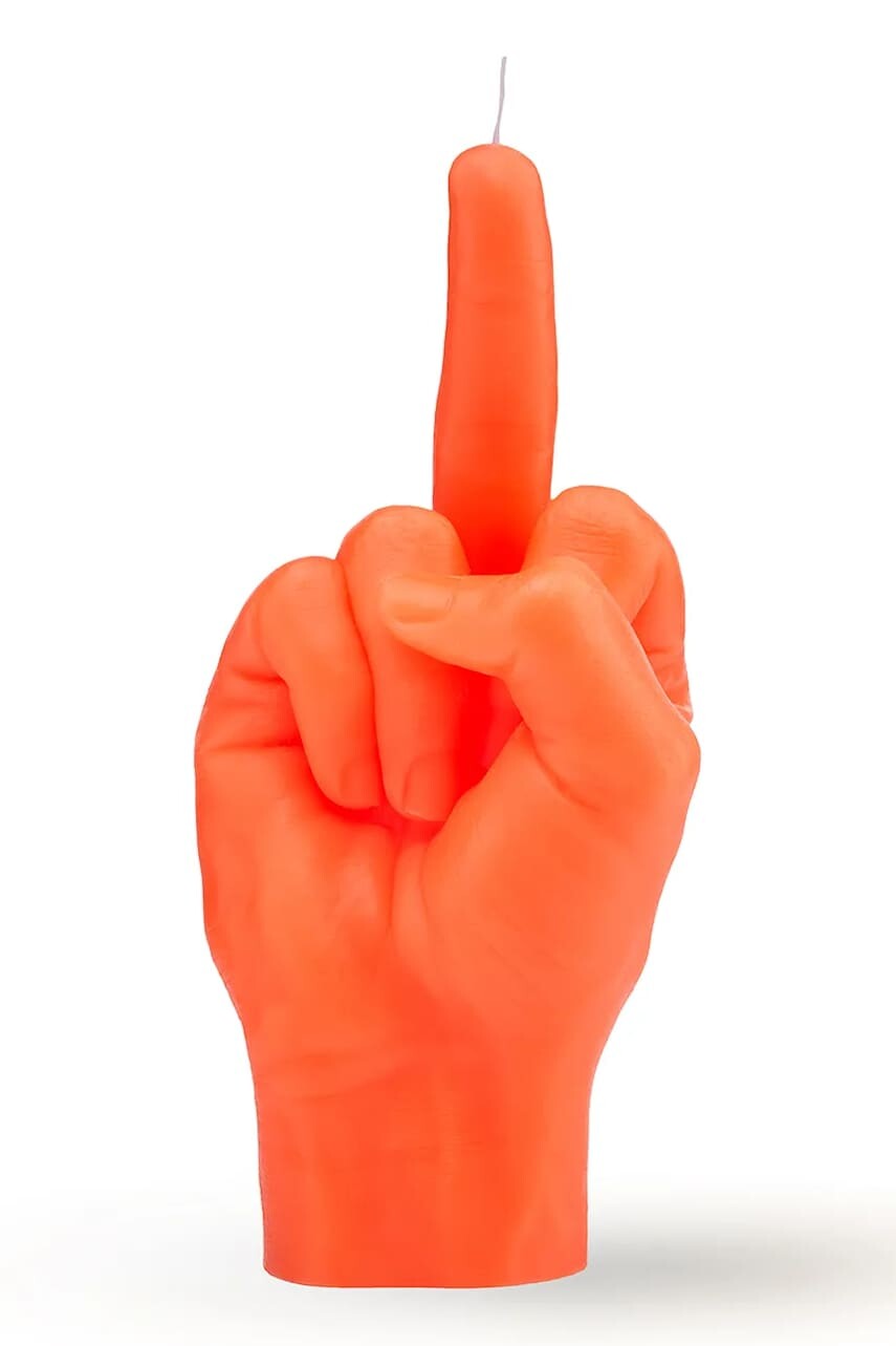 Ozdobná sviečka CandleHand F*ck you 380 g oranžová farba
