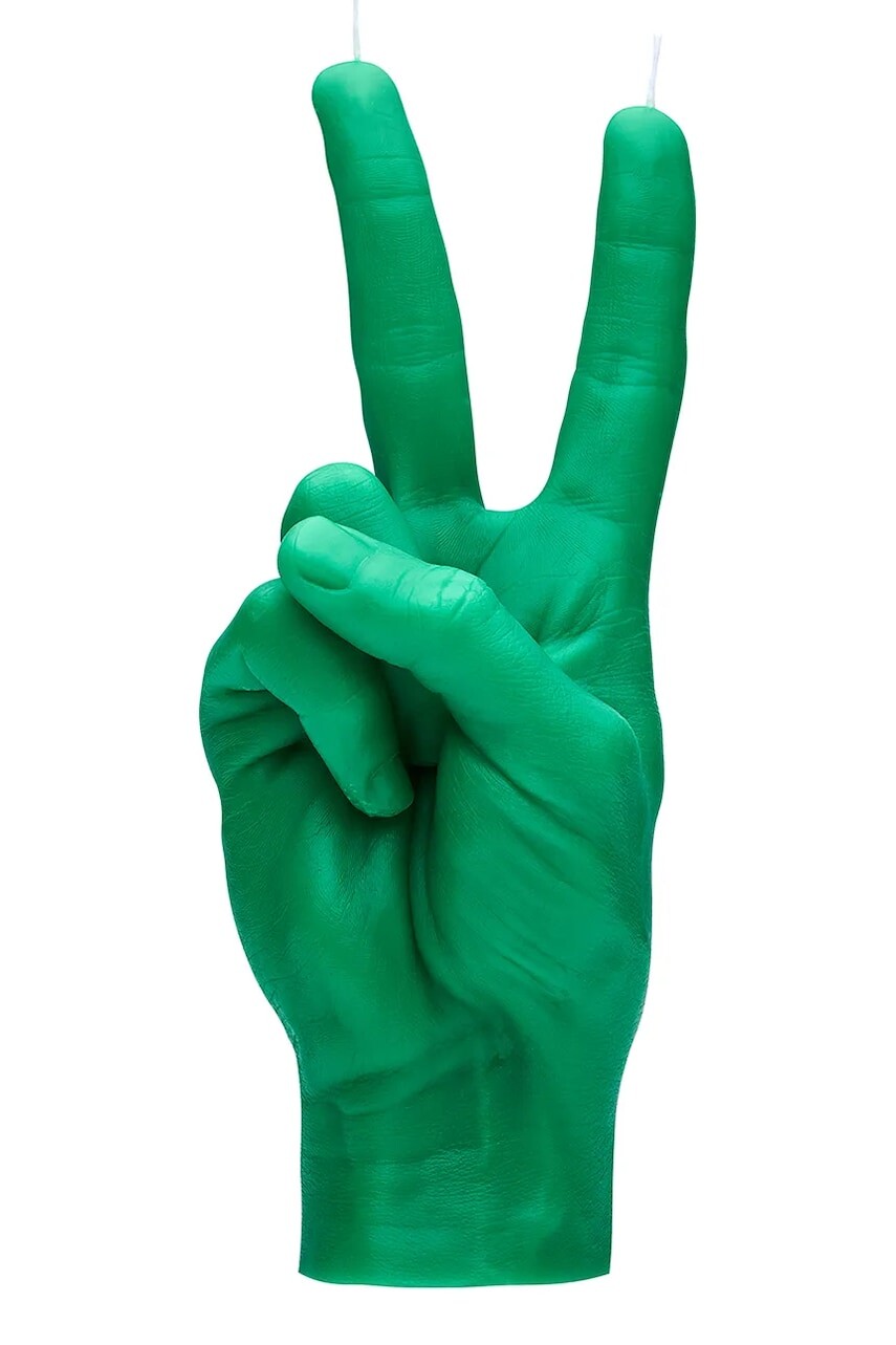 Ozdobná sviečka CandleHand Peace 360 g zelená farba