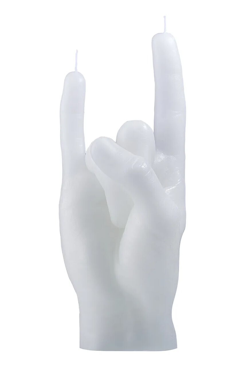 Ozdobná sviečka CandleHand You Rock 310 g. biela farba