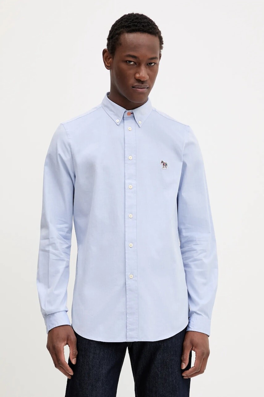 Bavlnená košeľa PS Paul Smith slim, s golierom button-down, M2R-599R-PZEBRA