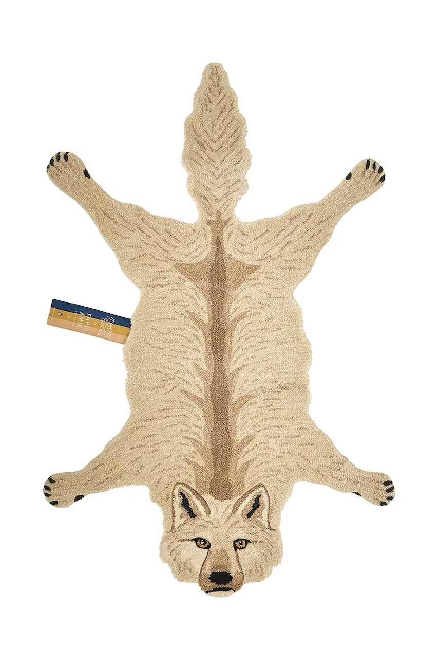 Vlnený koberec Doing Goods Woozy Wolf Rug Large béžová farba