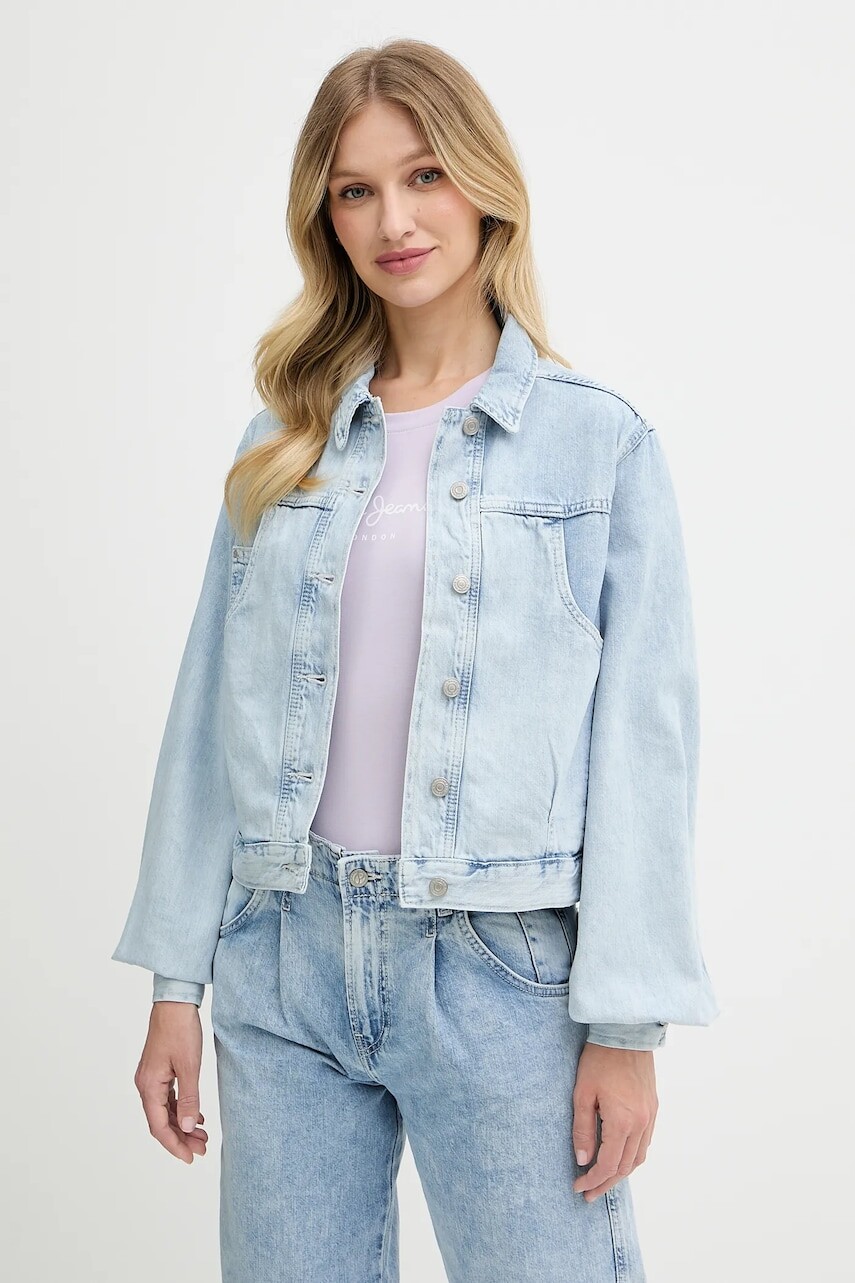 Rifľová bunda Pepe Jeans prechodná, oversize, PL402607