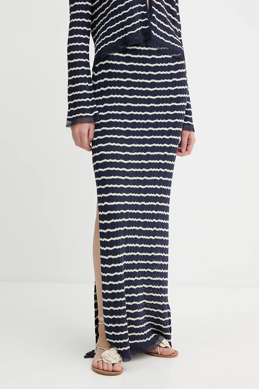 Sukňa Rag & Bone tmavomodrá farba, maxi, puzdrová, WAS25P024UG24