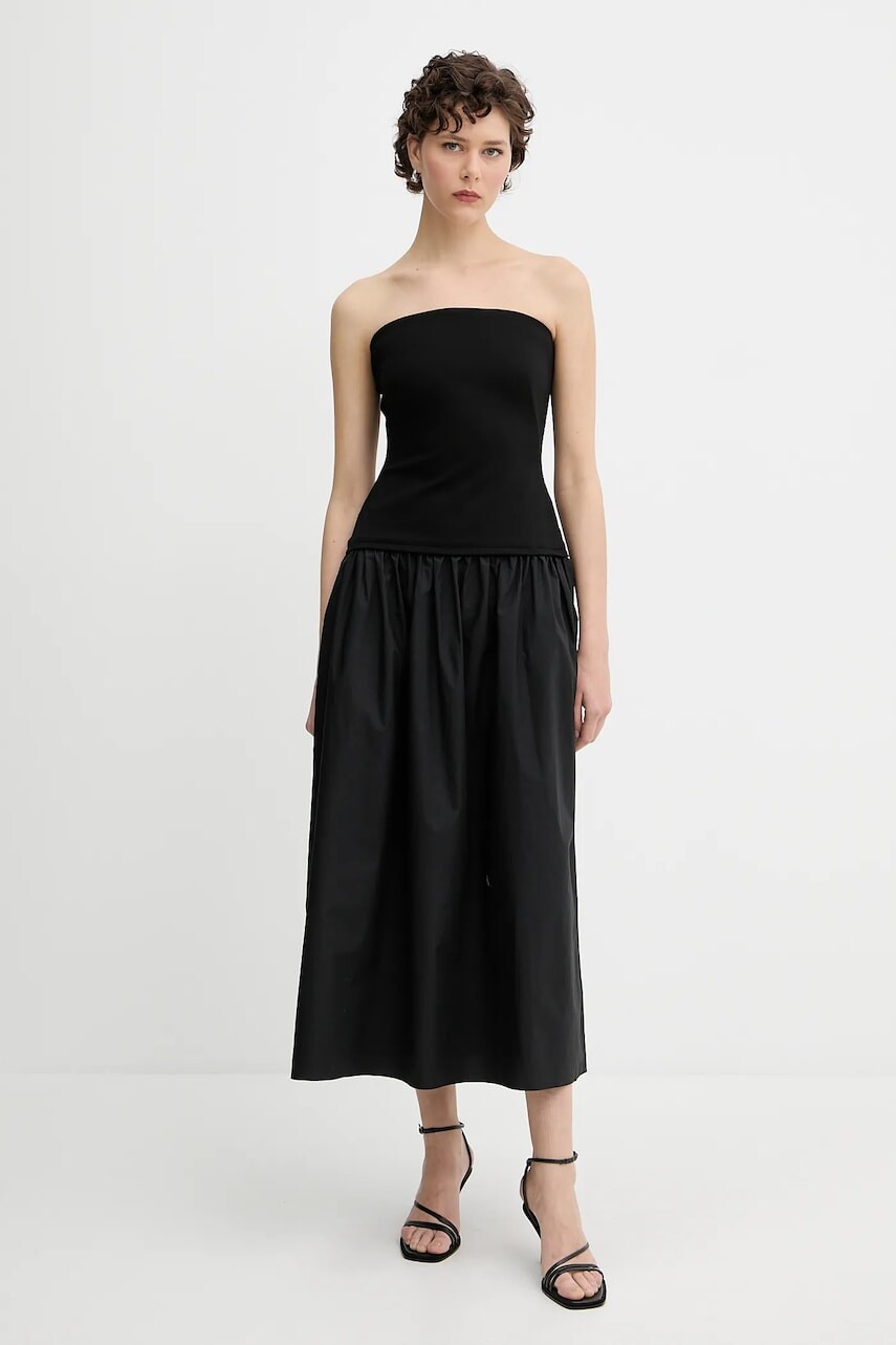 Šaty Rag & Bone čierna farba, midi, áčkový strih, WAC25P3017D817
