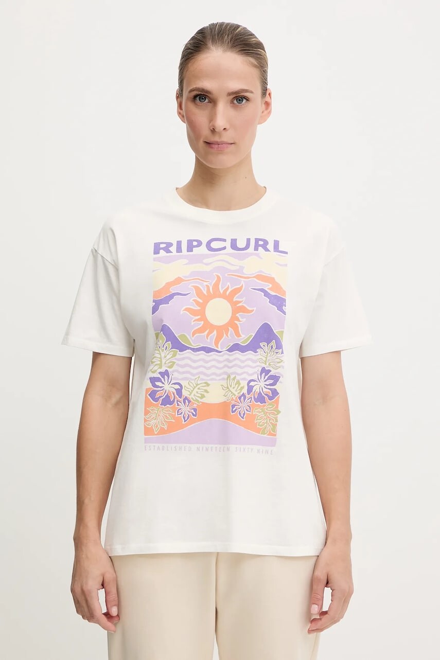 Bavlnené tričko Rip Curl dámske, biela farba, 0I1WTE