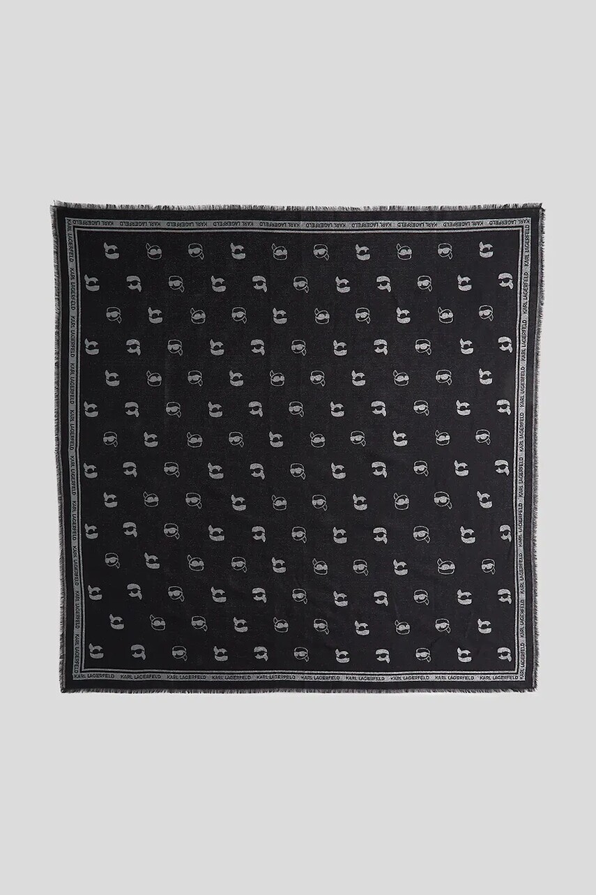 Šatka Karl Lagerfeld čierna farba, vzorovaná, A3W33068