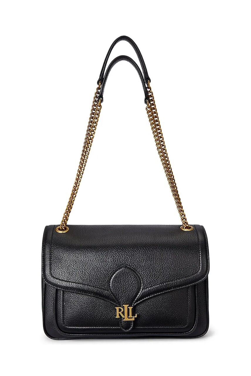 Kožená kabelka Lauren Ralph Lauren čierna farba, 431974551