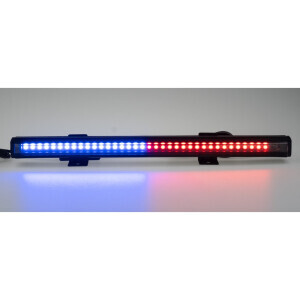 Modro-červené gumové výstrážne LED svetlo 12V / 24V - 36x LED (340x25x22mm)