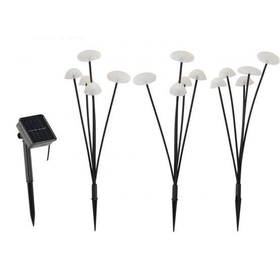 Aldotrade Solárna lampa Hubka, sada 3 ks, v. 43cm, 15 LED diód, teplá biela