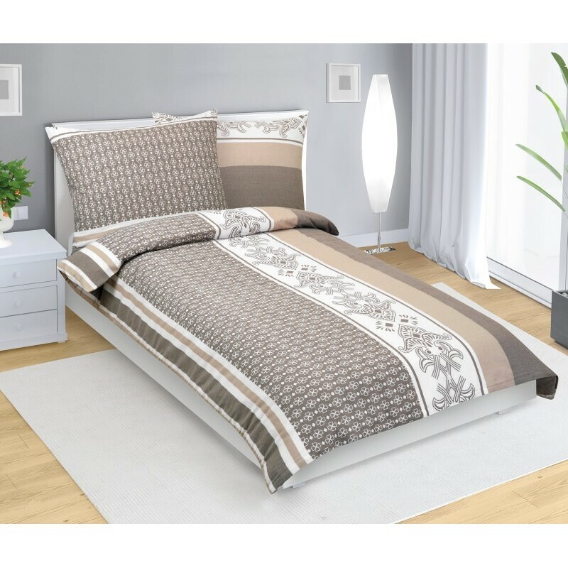 Bellatex Bavlnená posteľná bielizeň Ornament káva, 140 x 220 cm, 70 x 90 cm, 140 x 220 cm, 70 x 90 cm