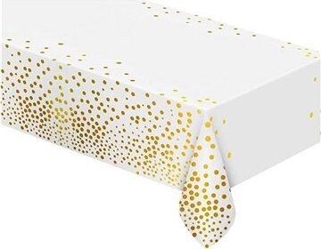GODAN Obrus fóliový zlaté bodky – biely 137 × 183 cm