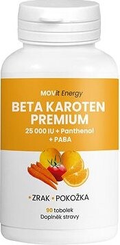 MOVit Beta karotén Premium 25 000 IU + Panthenol + PABA, 90 kapsúl
