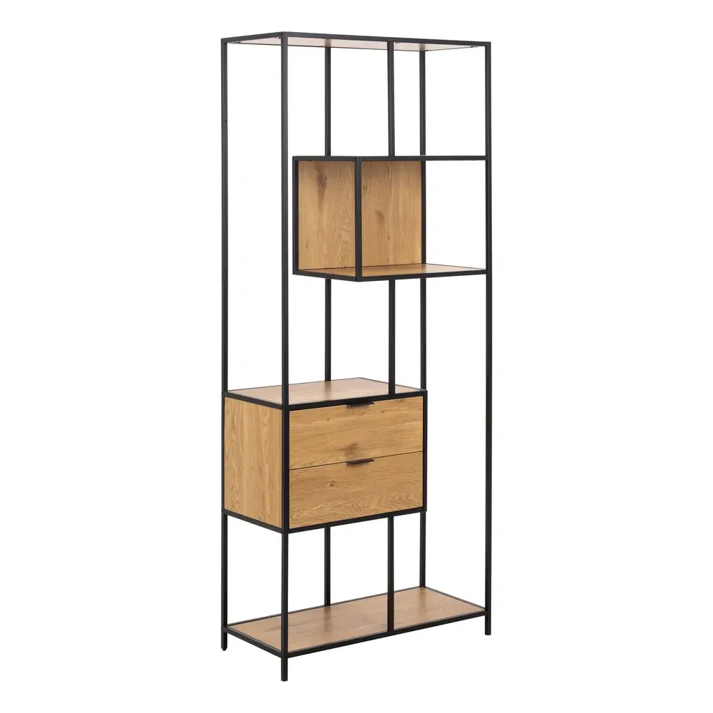 Knihovna SEAFORD II 185 cm dub divoký/černá