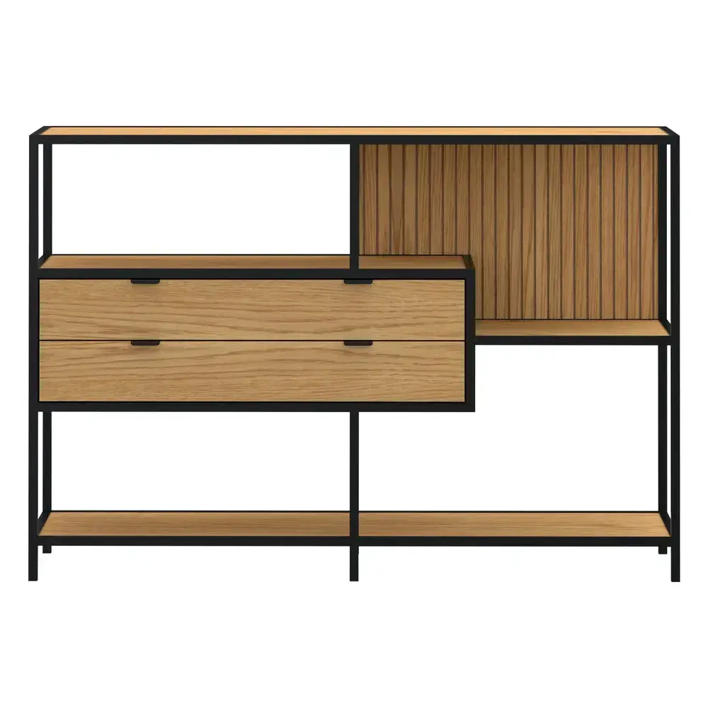 Knihovna Seaford III 114 cm dub divoký/černá