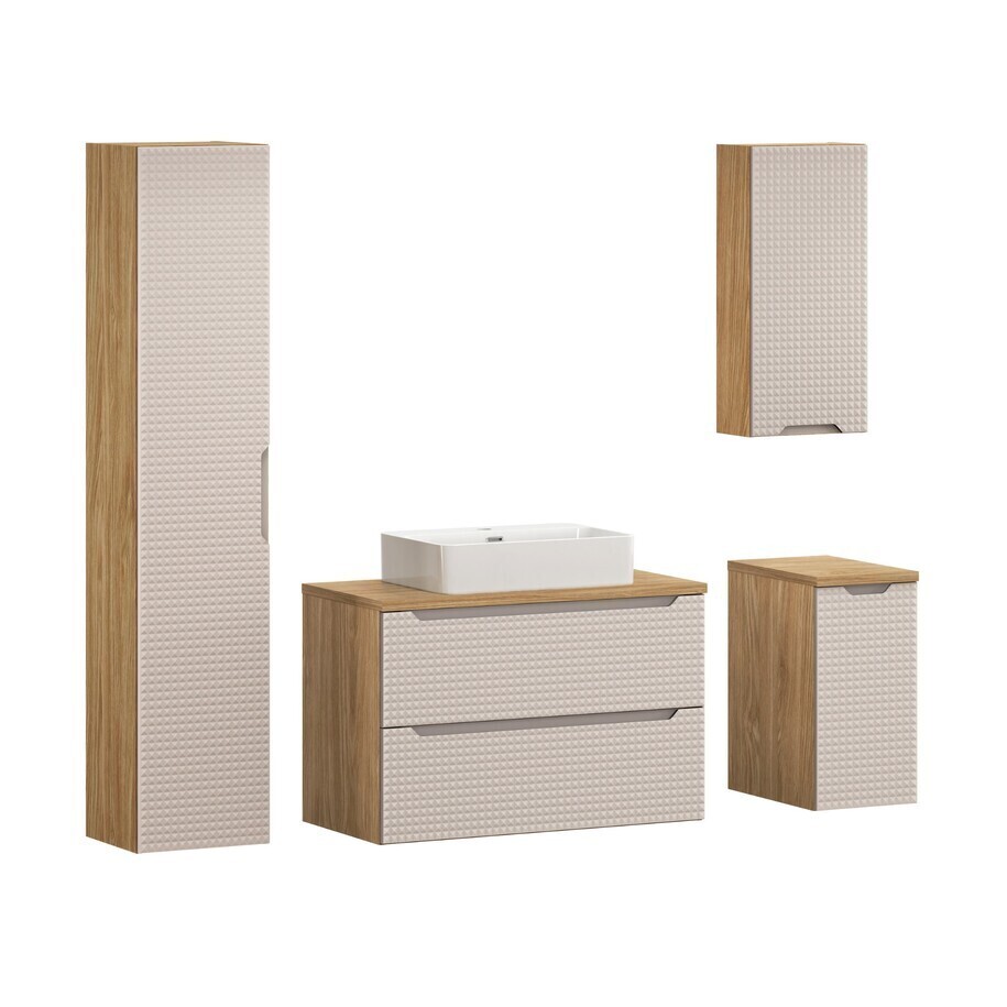 Koupelnová sestava Luxor Beige Trust s deskou, skříňkami a umyvadlem 90 cm béžová/dub olejovaný