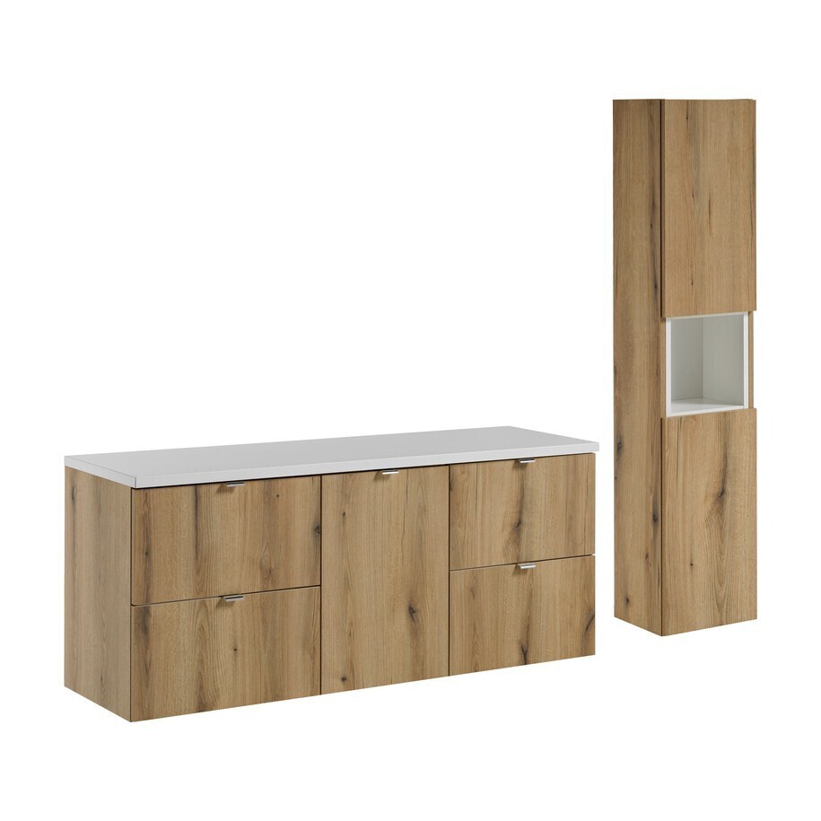Koupelnová sestava Nova Oak I se skříňkami 140 cm dub evoke/bílá