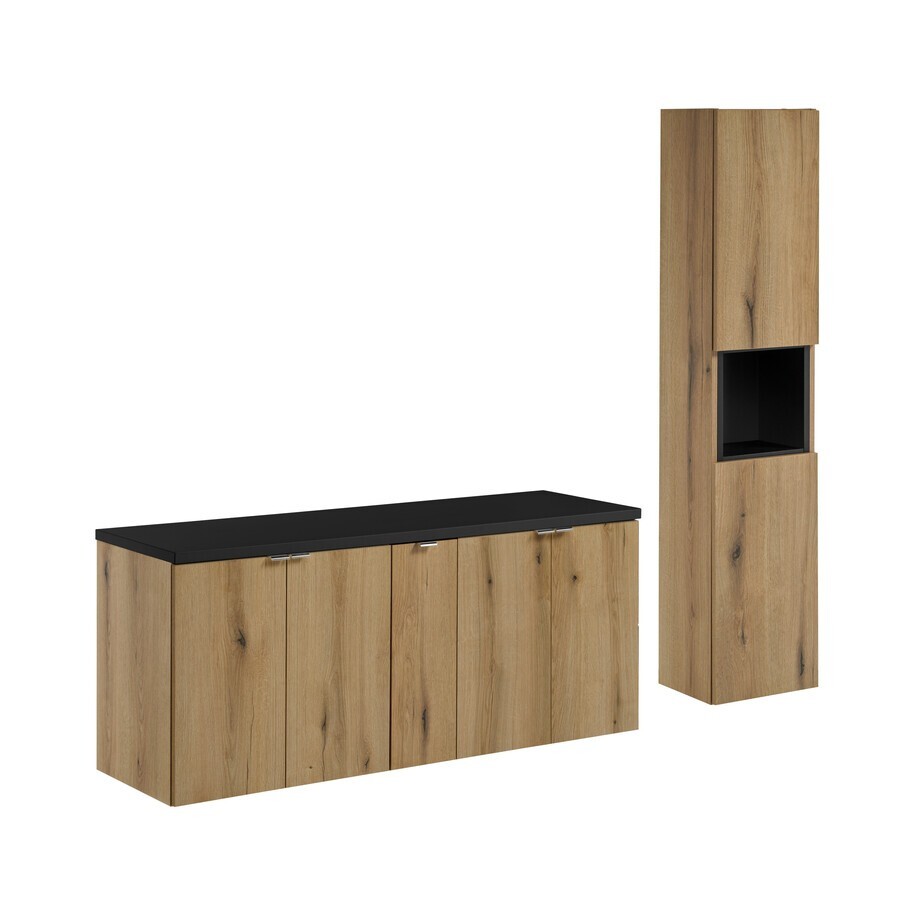 Koupelnová sestava Nova Oak II se skříňkami 140 cm dub evoke/černá
