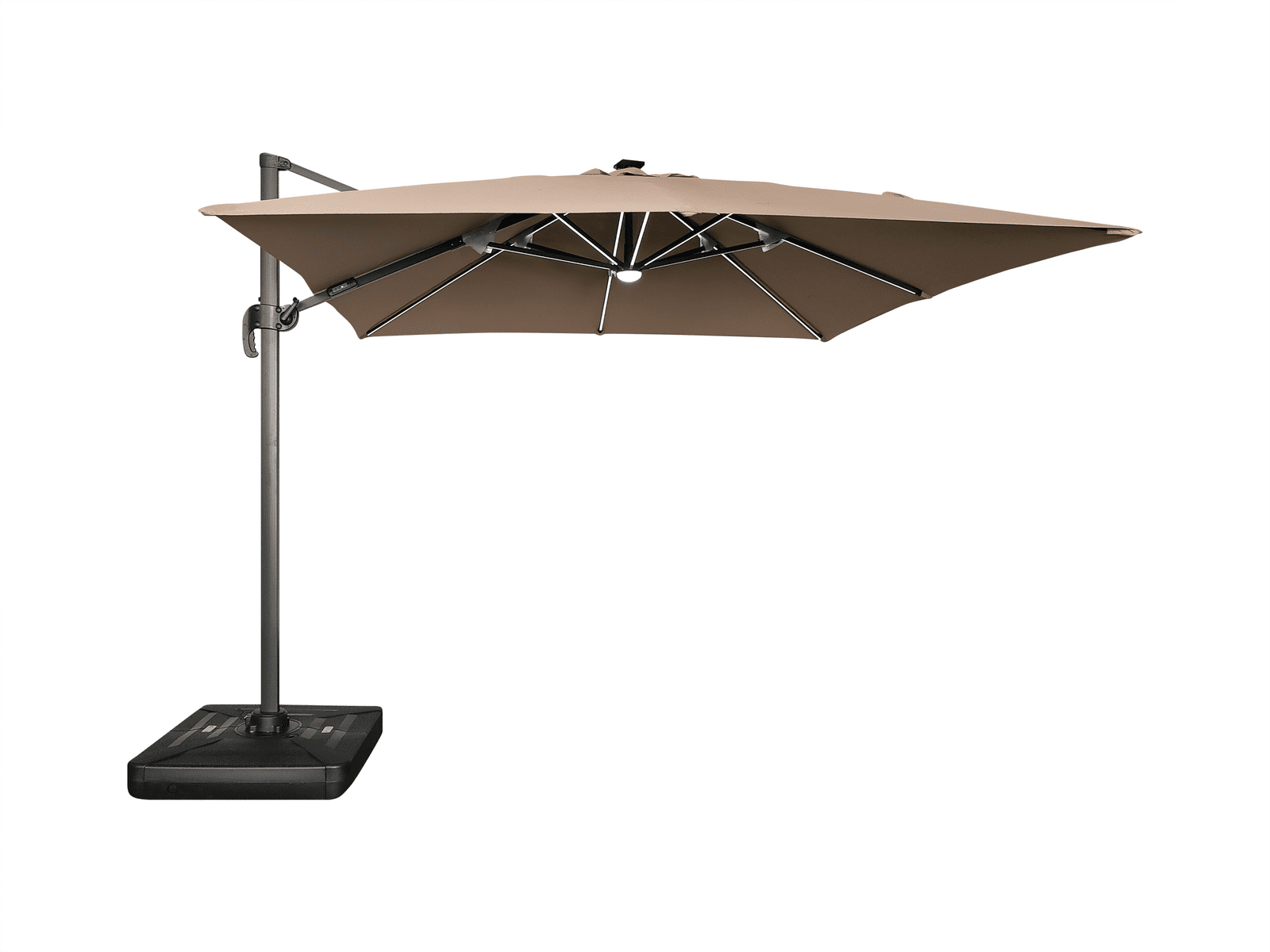 Zahradní slunečník Houseland Vexon s LED osvětlením 300x300 cm světle hnědý