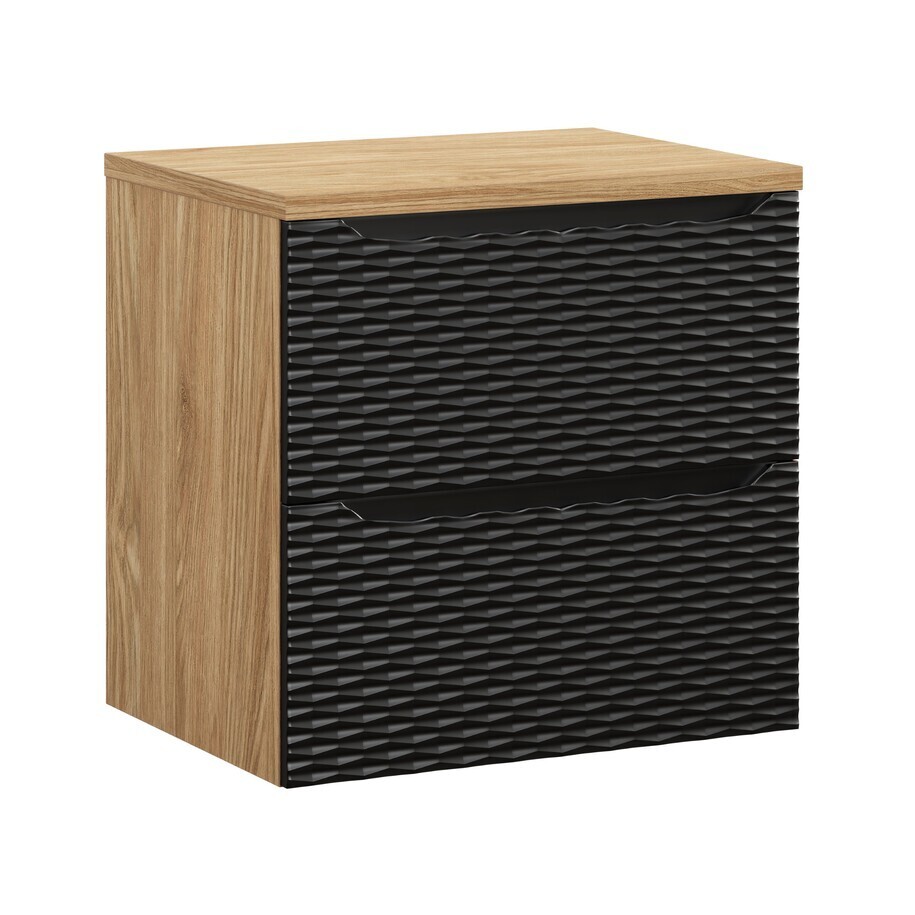 Závěsná skříňka Ocean s deskou 60 cm černá/dub olejovaný
